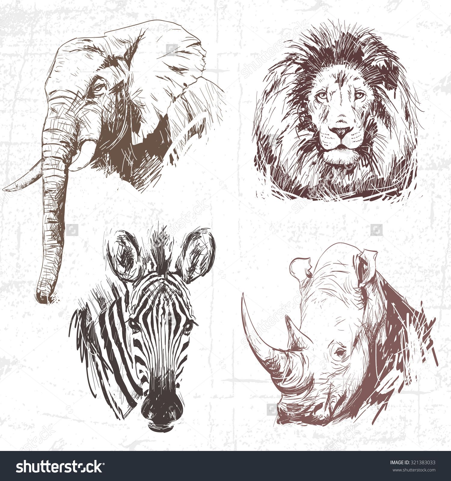 1500x1600 Animals Around The World Africa Collection Of Hand Drawn