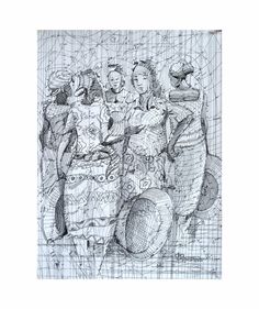 236x281 African Art African Painting Mathematical Ink Art Of Three