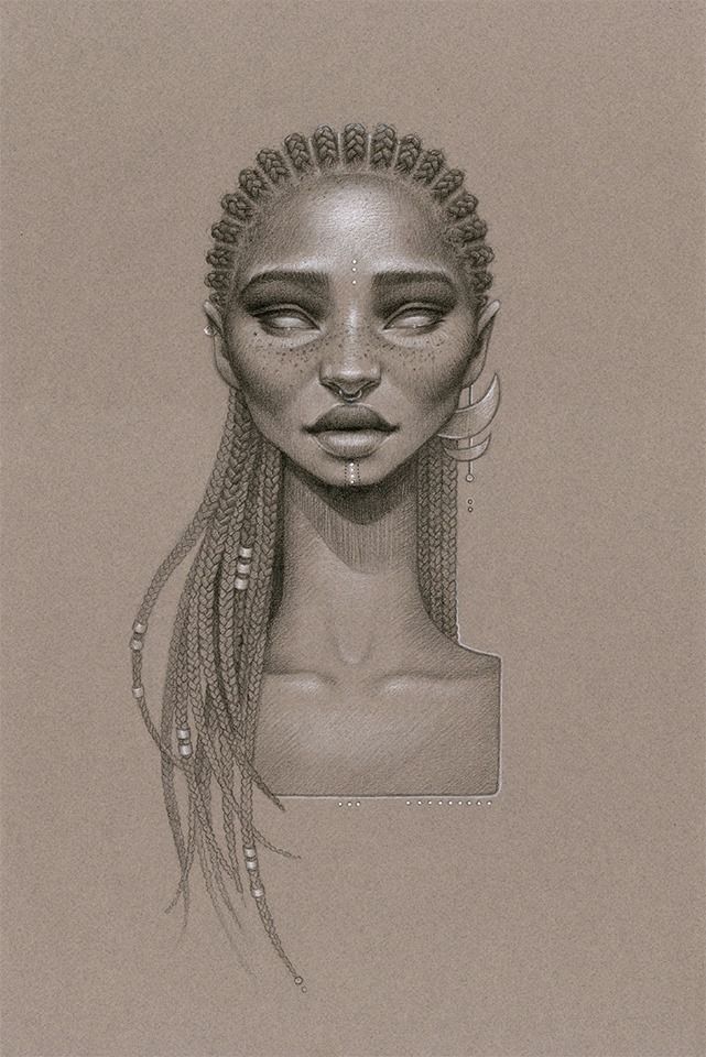 641x960 African Braids Illustration