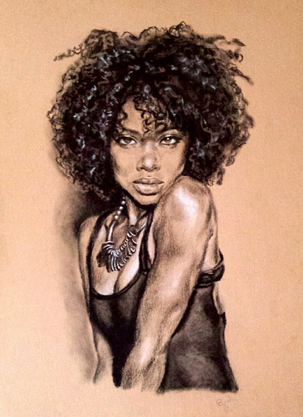 1040x1430 Afro Woman Drawing On Toned Paper Art Woman