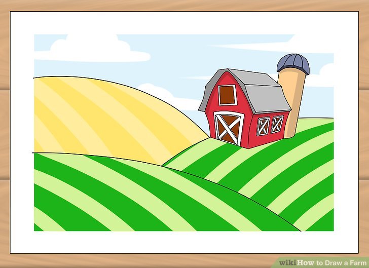 728x529 How To Draw A Farm 7 Steps (With Pictures)