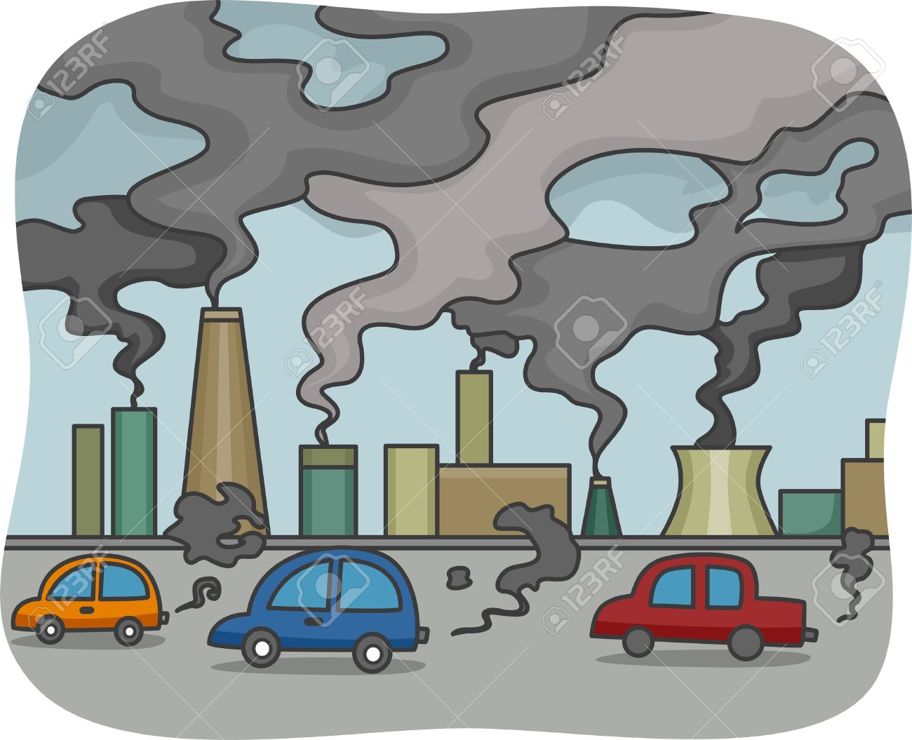 1300x1055 Illustration Of Air Pollution Stock Photo, Picture And Royalty