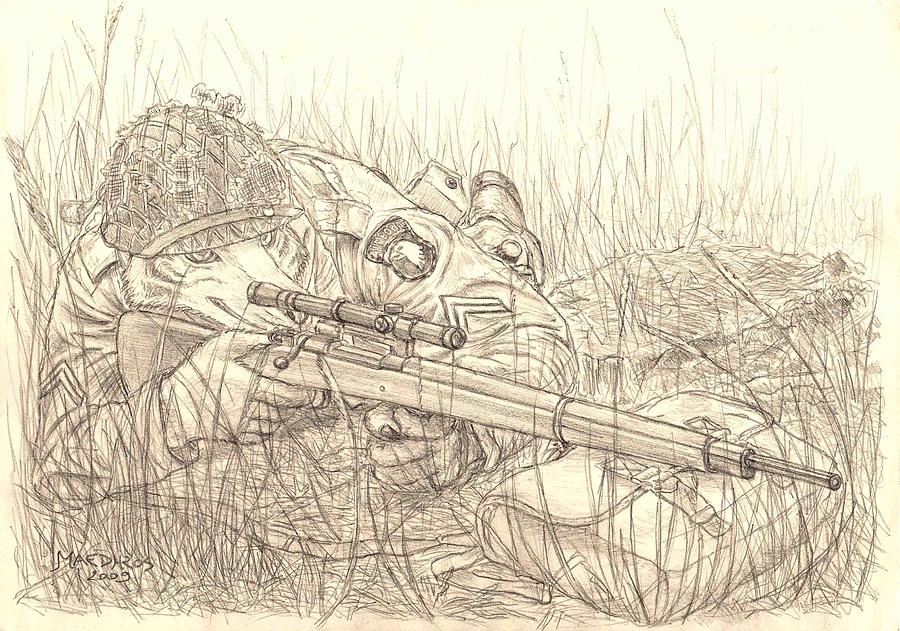 900x631 The Airborne Sniper Drawing By Piotr Kochanowski