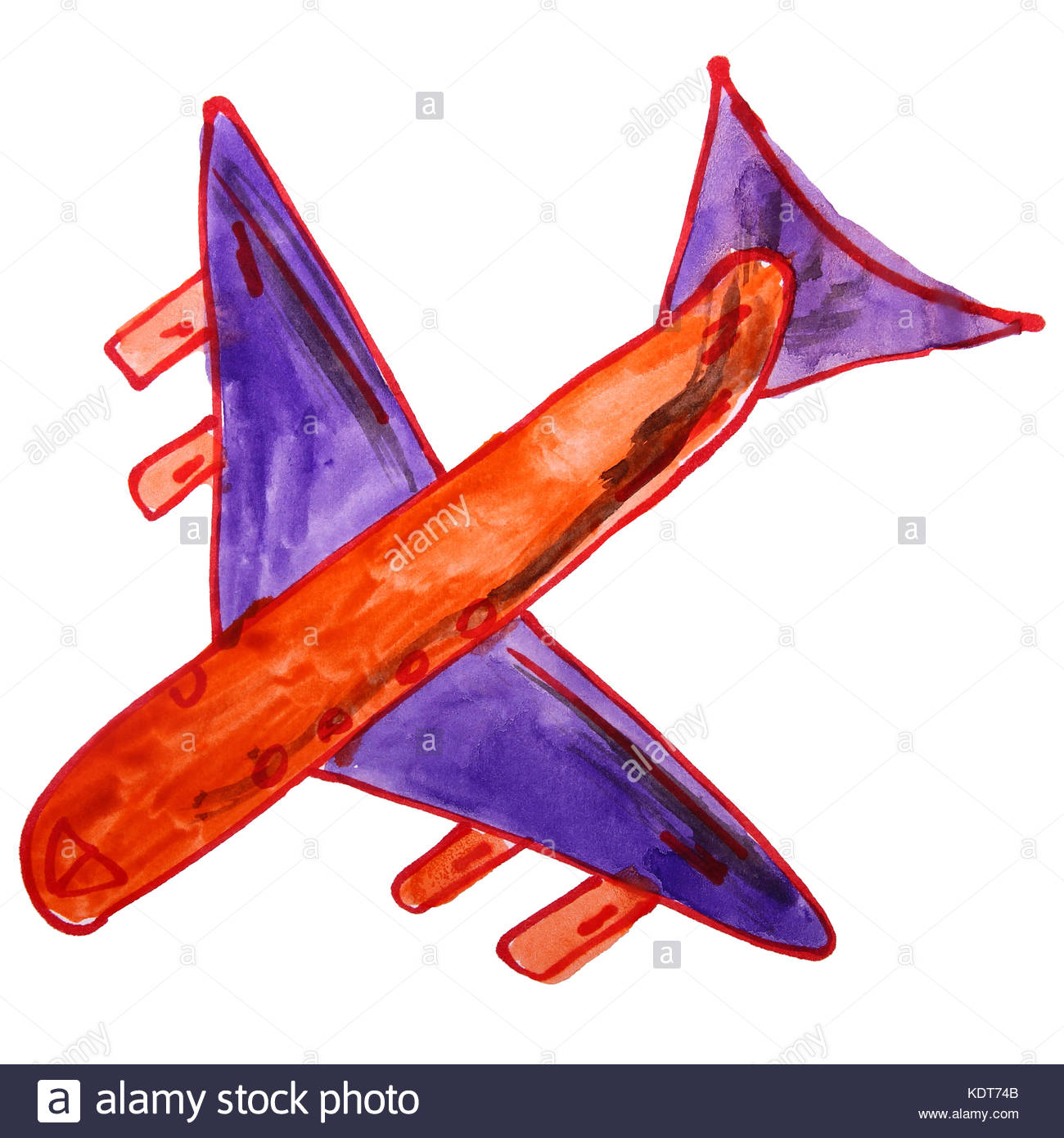 1300x1390 Watercolor Plane Aircraft Drawing Cartoon Style Isolated On A Wh