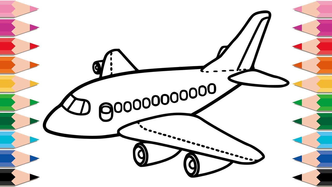 1280x720 How To Draw Airplane For Kids Drawing And Coloring Pages For Baby