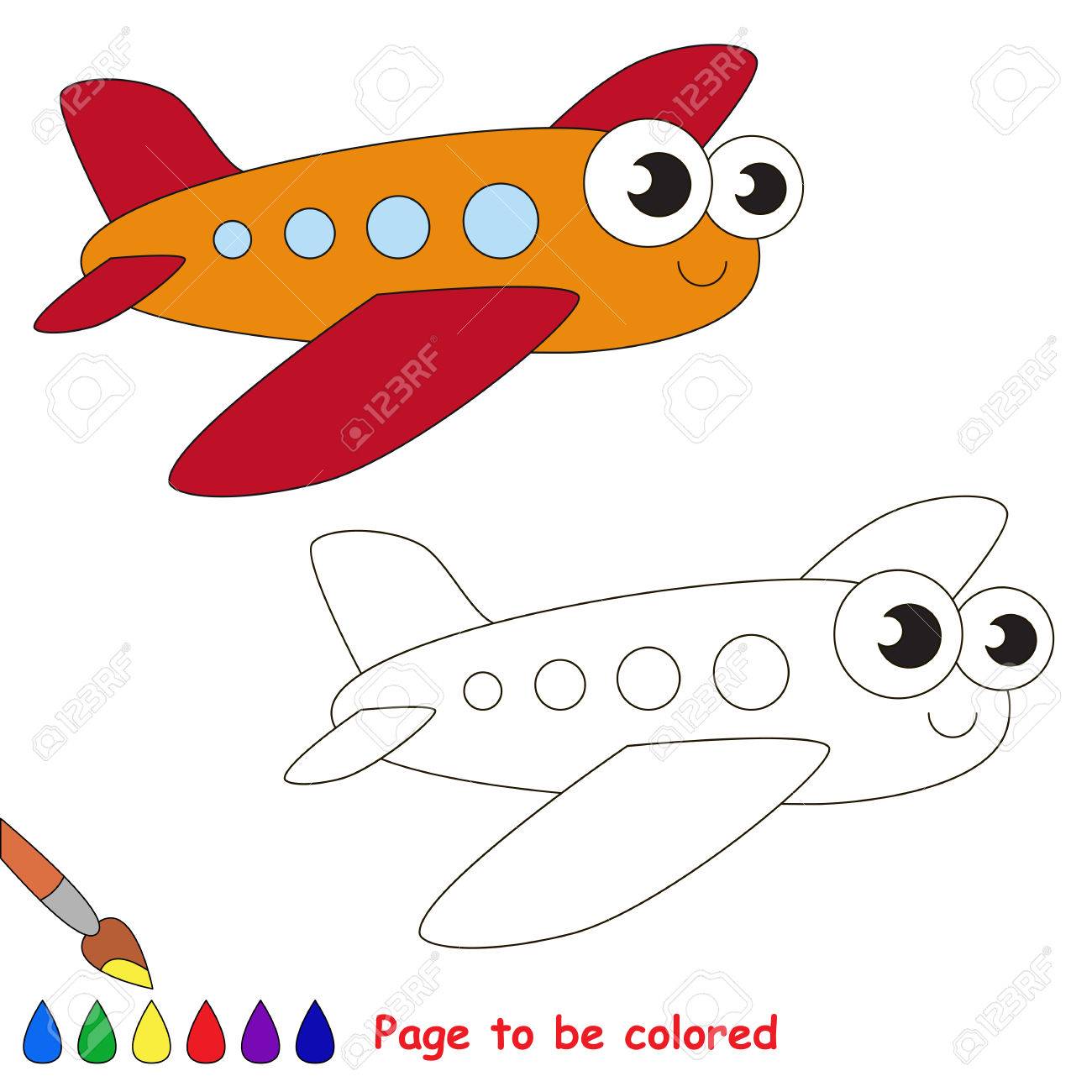 1300x1300 Red Airplane To Be Colored. Coloring Book To Educate Kids. Learn
