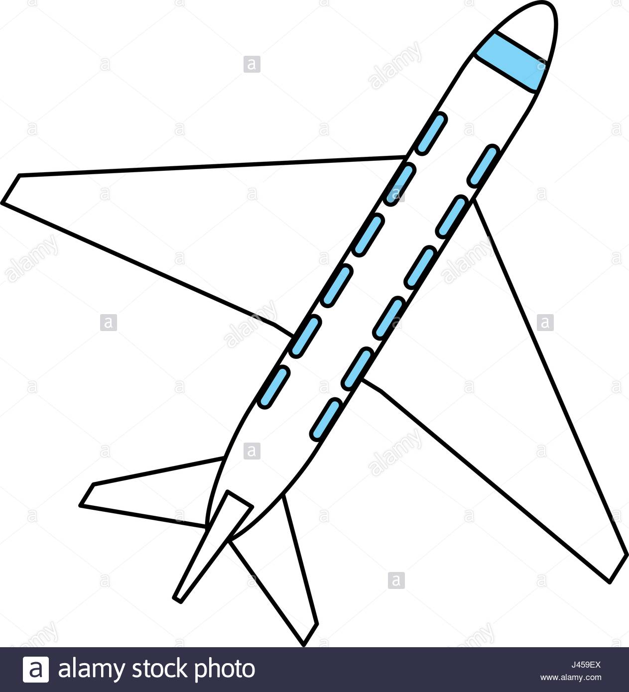 1263x1390 Color Silhouette Cartoon Top View Travel Airplane Stock Vector Art