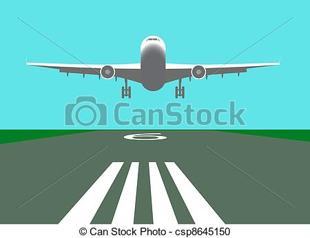 450x345 Landing Airplane Vector Illustration Vector Clipart
