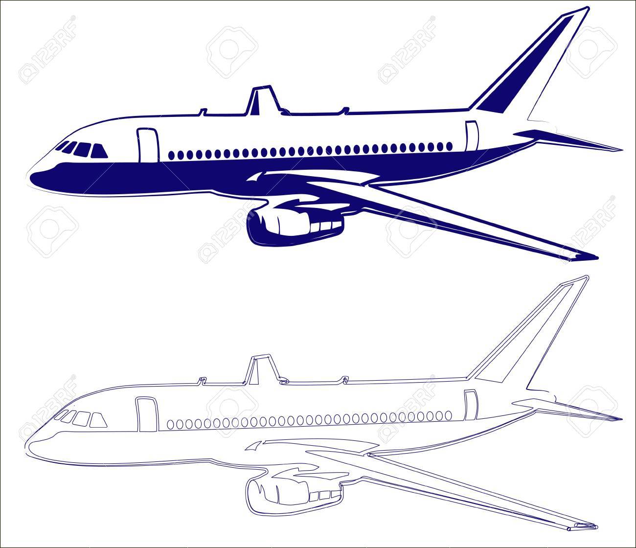 1300x1120 Plane Drawing Royalty Free Cliparts, Vectors, And Stock