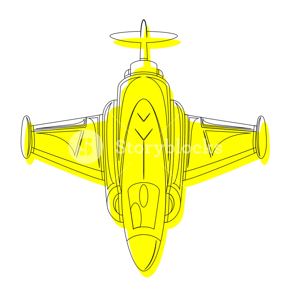 980x1000 Yellow Fighter Plane Drawing Royalty Free Stock Image