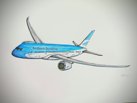 480x360 Youtube Plane Drawing Timelapse Boeing 787 800