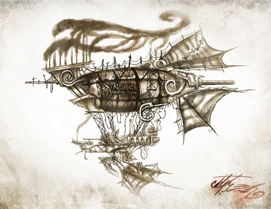 900x695 Starburner Airship By Bunnybennett