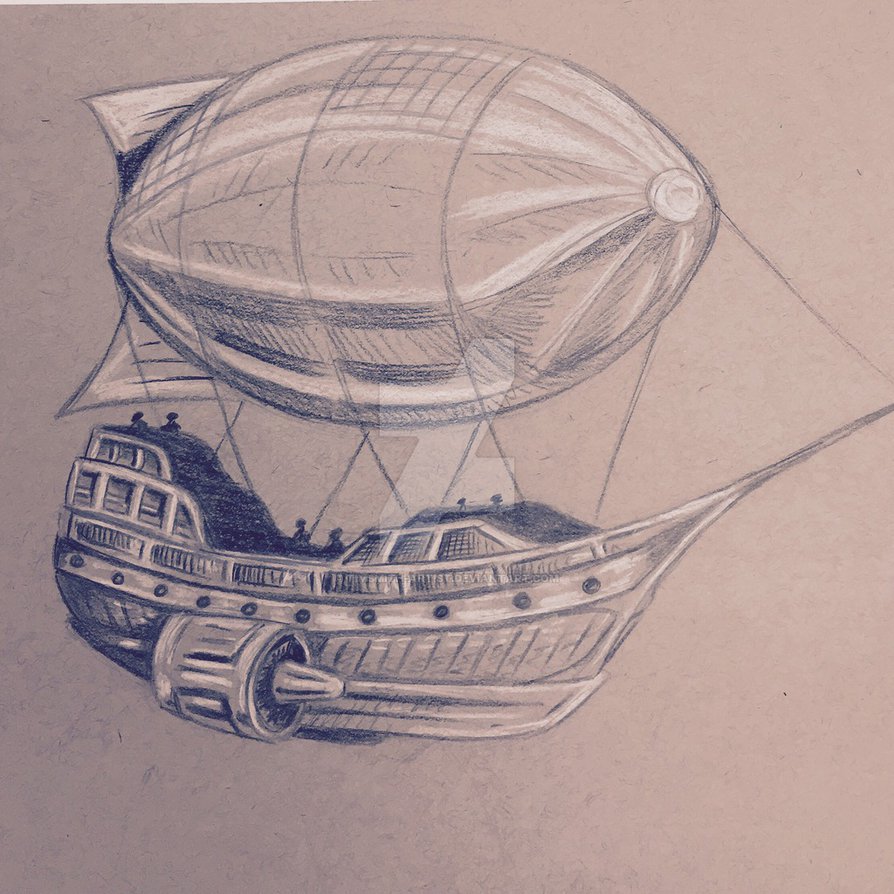 894x894 Steampunk Airship Sketch By Timsmith Artist