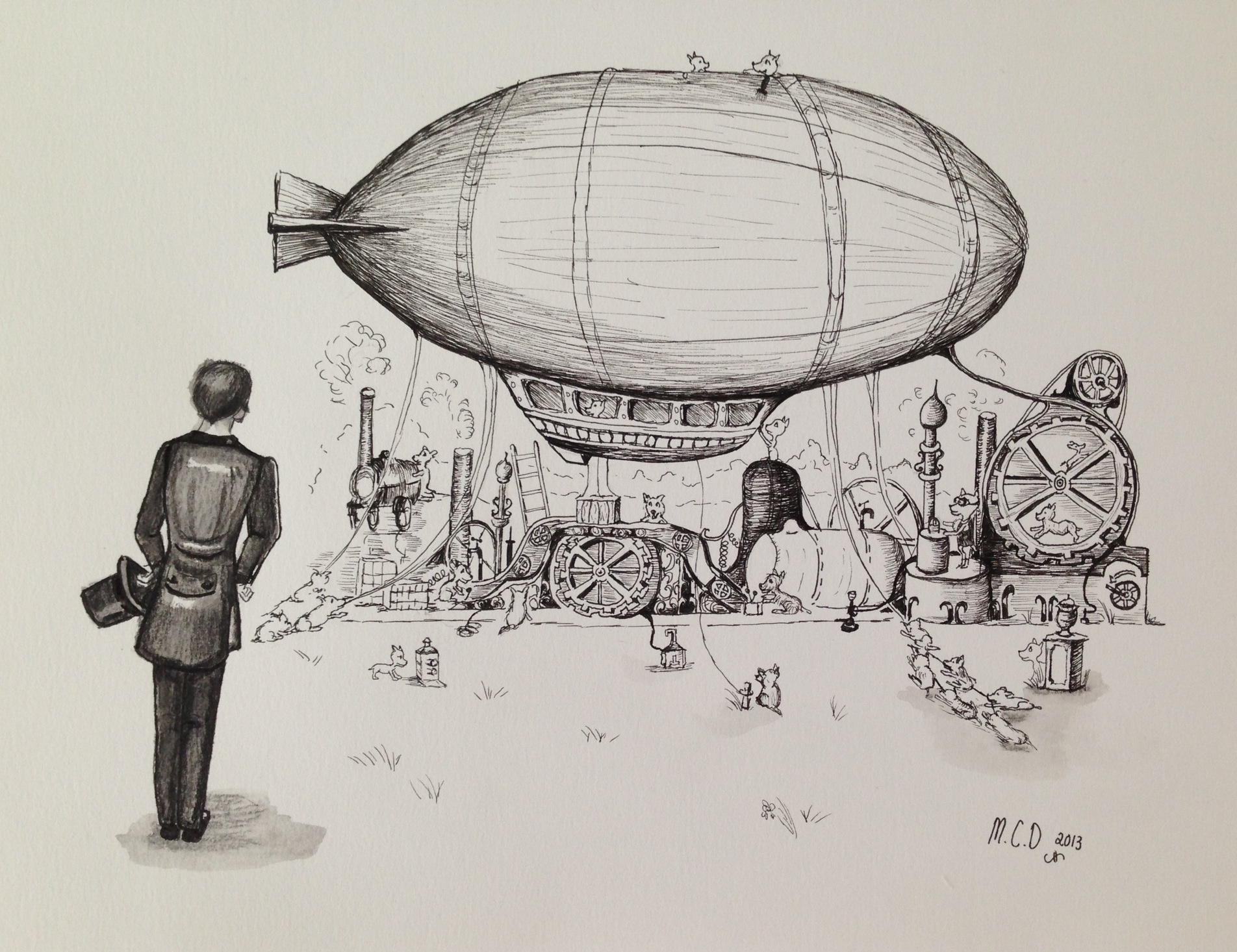 1904x1466 Weekly Drawing 3 Airships, Steampunk And Very Intelligent Animals