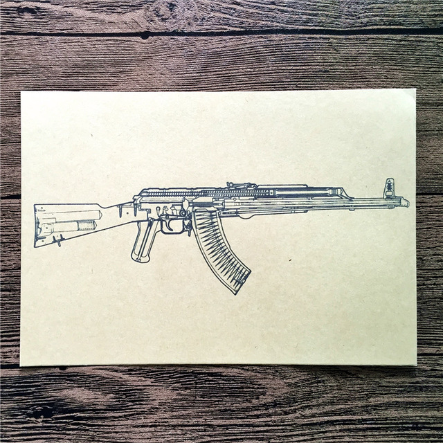 640x640 Top Fashion Rmg 002 Back To The Future Kraft Paper Ak 47 Drawing
