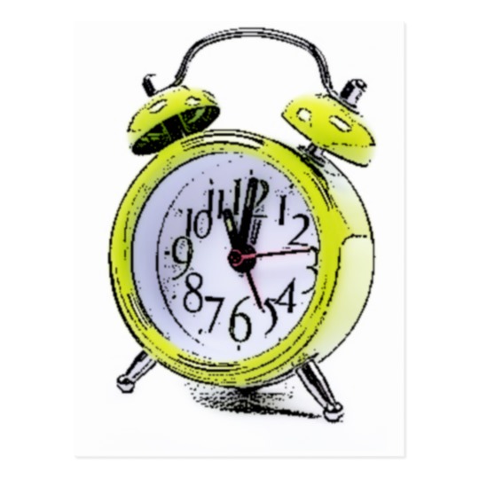 540x540 Time To Wake Up Yellow Alarm Clock Drawing Postcard