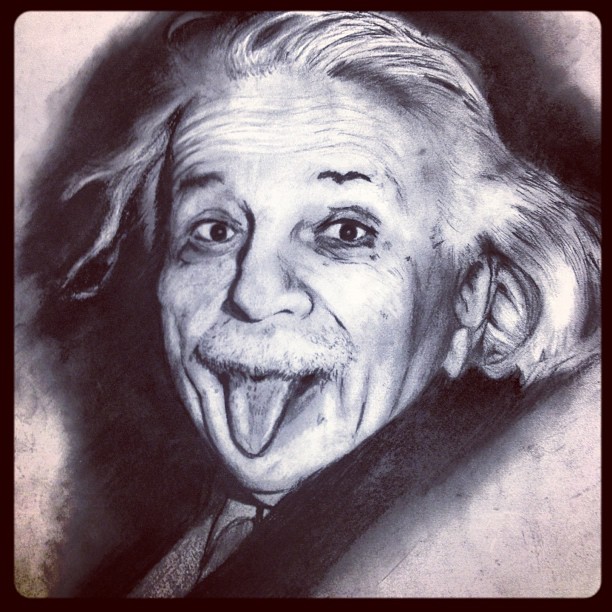 612x612 Albert Einstein Drawing By Winstonwilliams