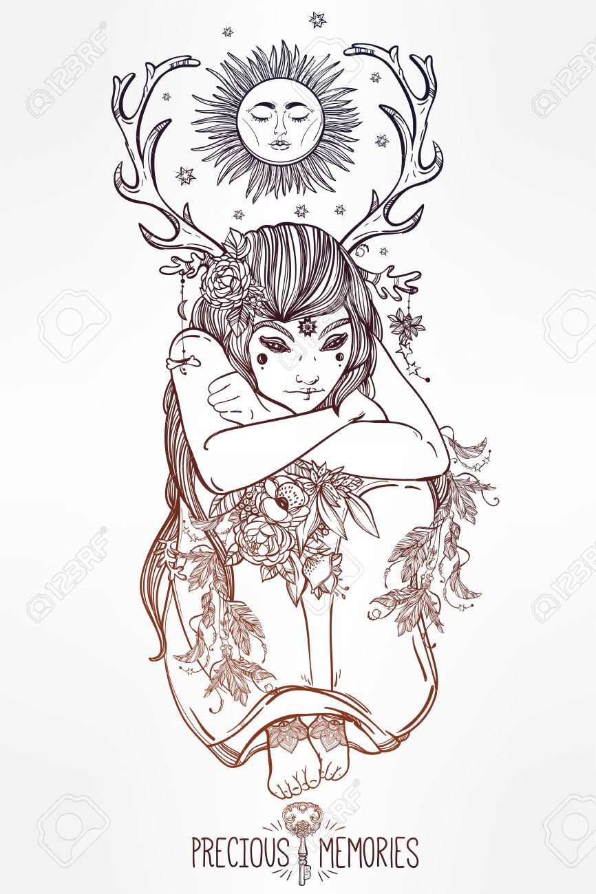 866x1300 Hand Drawn Beautiful Artwork Of Female Fairy Of The Nature