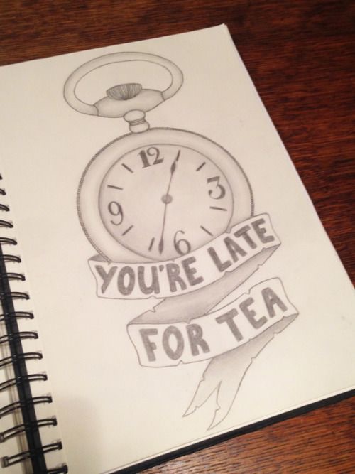 500x667 Sketching Drawing Of Clock And Tea Doodle