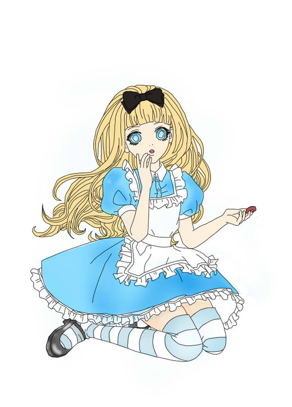 600x835 Alice In Wonderland With Cookie By Kawaiihimesama