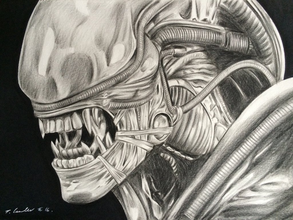 1024x768 Alien Pencil Drawing Aliens By Billyboyuk