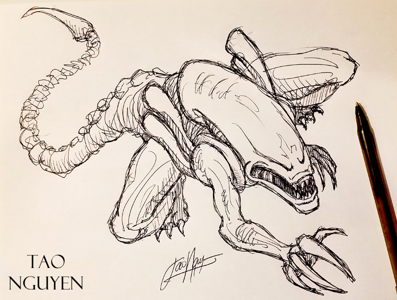 793x600 Tao Nguyen's Alien Fan Art Sketch Drawing By Taonguyenarts