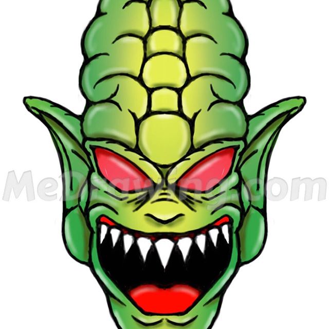 640x640 Green Cartoon Alien Head Drawing