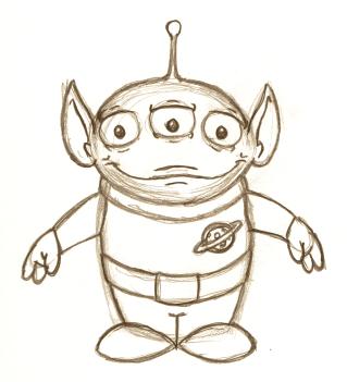 319x351 Little Green Alien Dude Sketch By Sirenfoxx