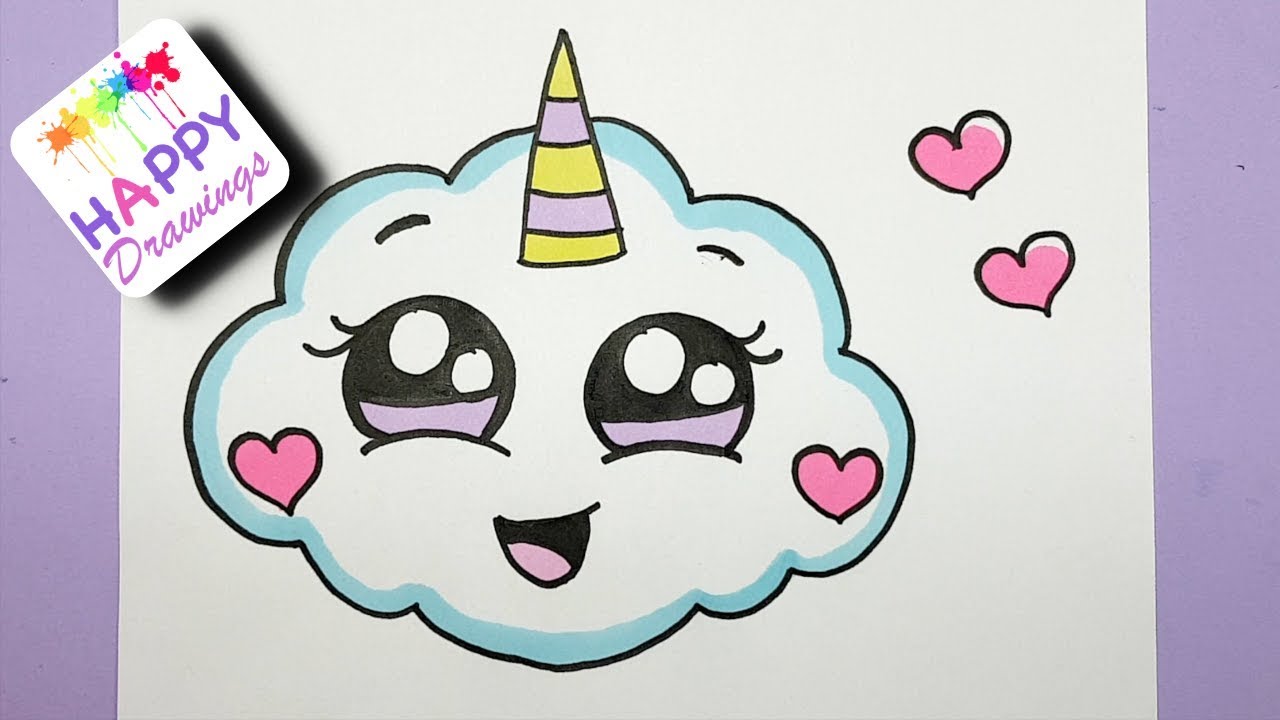 1280x720 How To Draw A Super Cute Cloud Emoji Unicorn