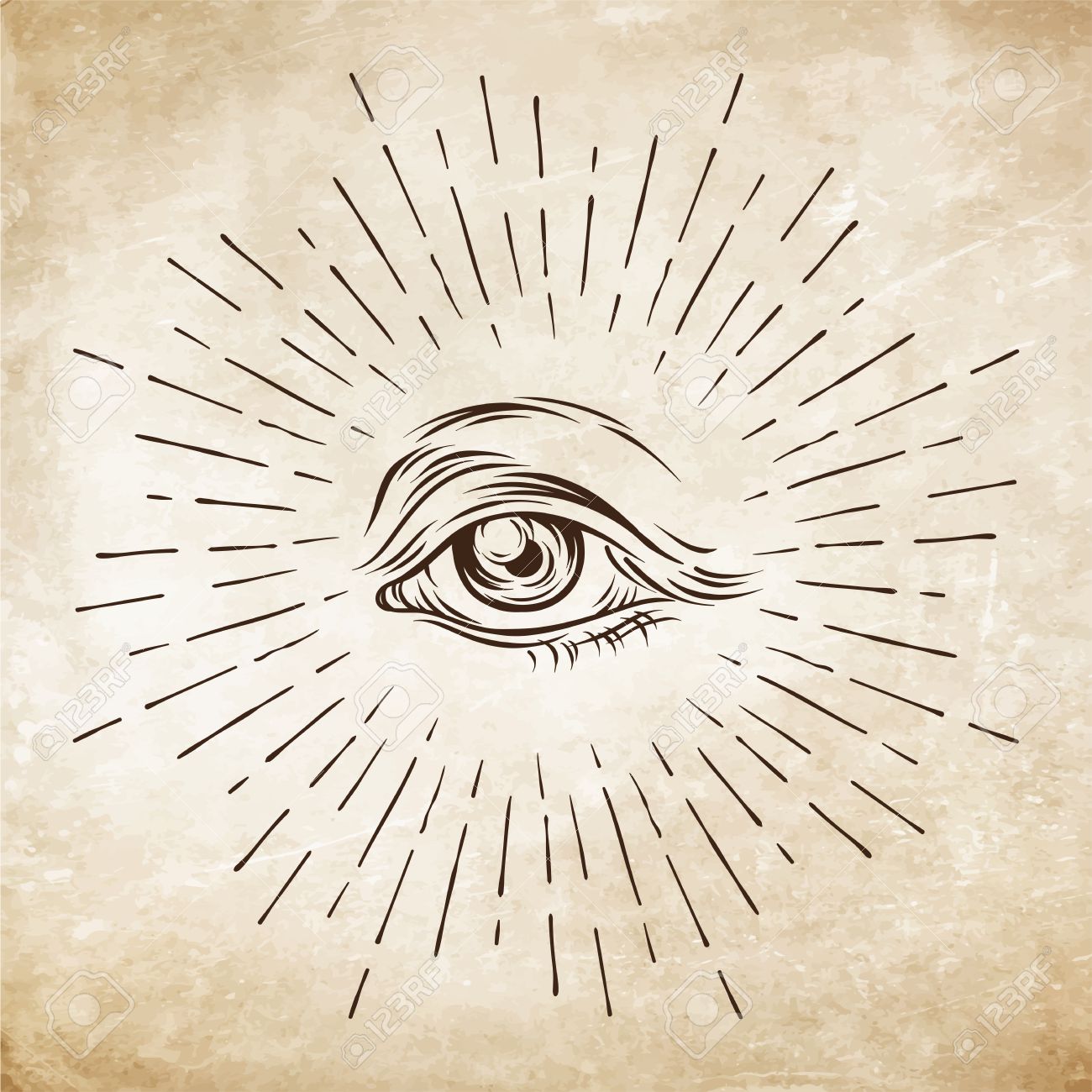1300x1300 Hand Drawn Grunge Sketch Eye Of Providence. Masonic Symbol. All
