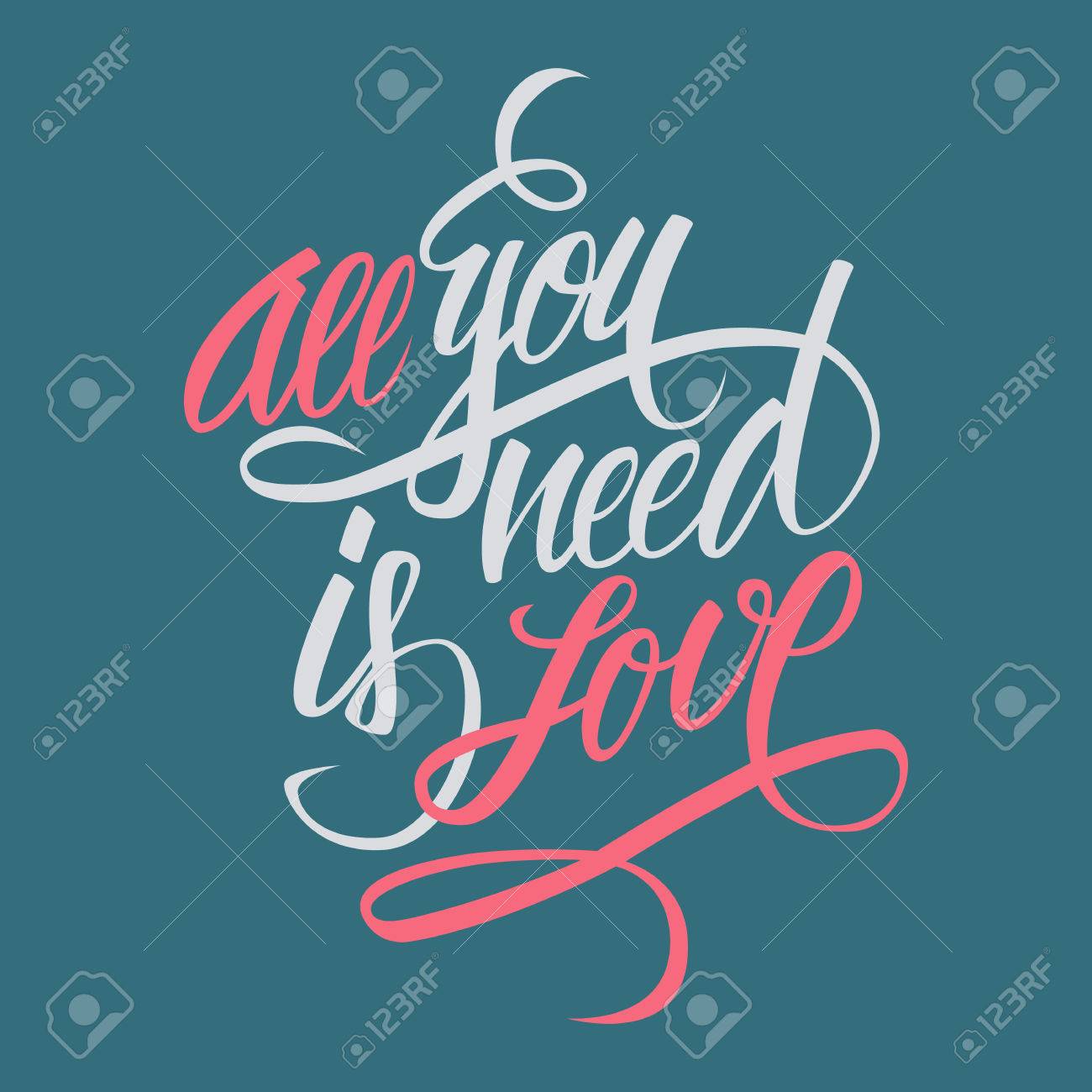1300x1300 All You Need Is Love Hand Lettering. Hand Drawn Card Design