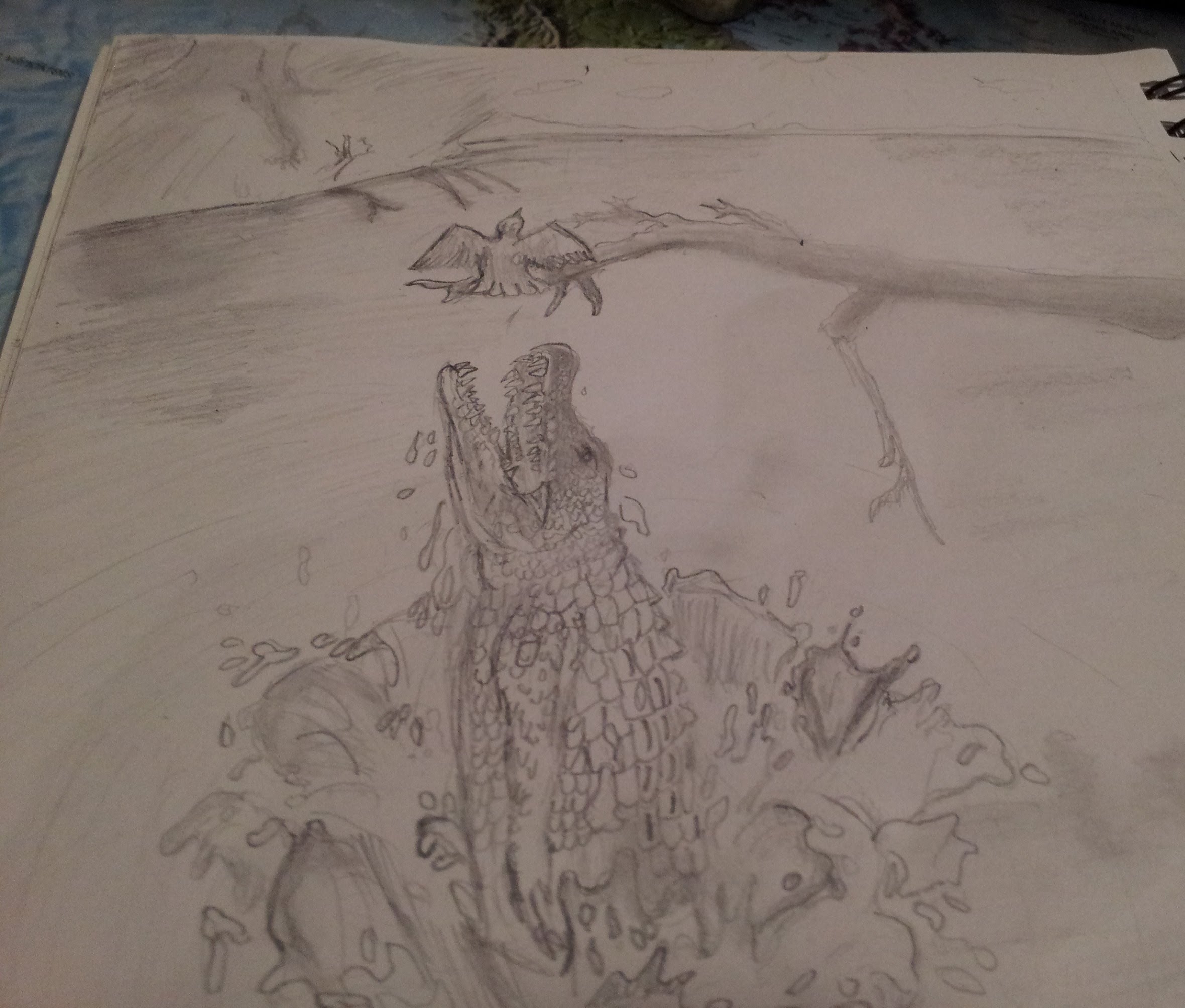 2360x2008 Speed Drawing Crocodile Jumping Out Of Water!