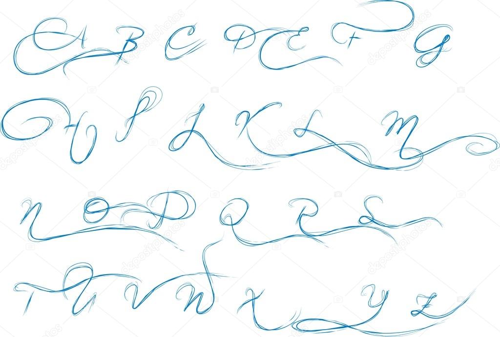 1024x692 Pencil Drawn Vector Alphabet Capital Letter Stock Vector