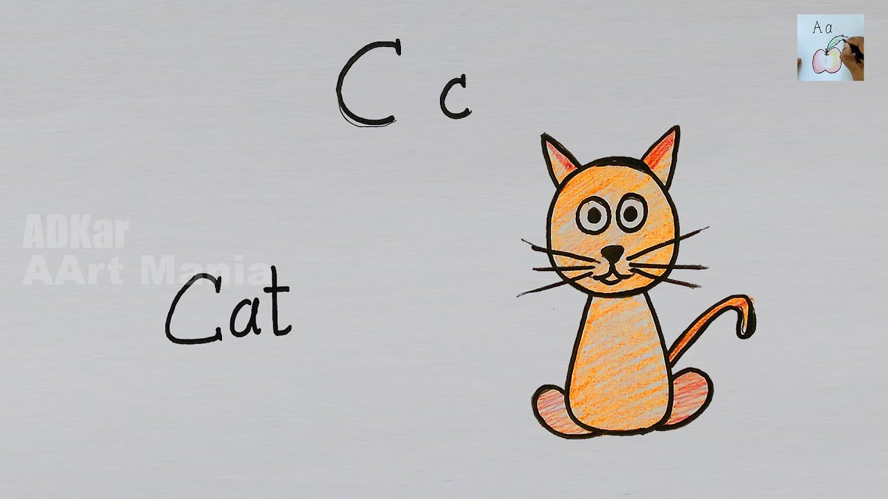 1280x720 Alphabets Drawing Pictures C For Cat How To Draw Using Alphabets