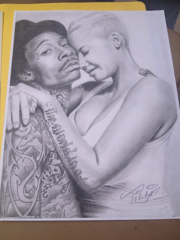 600x800 14x16 Graphite Drawing Of Wiz Kalifa And Amber Rose Artist, Juan