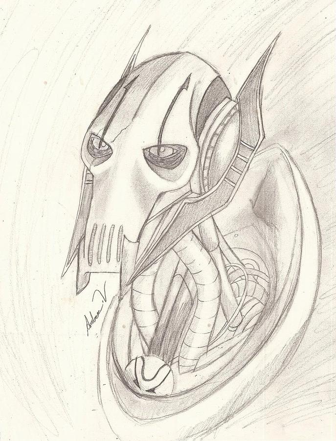 687x900 General Grievous Drawing By Amber Vitek