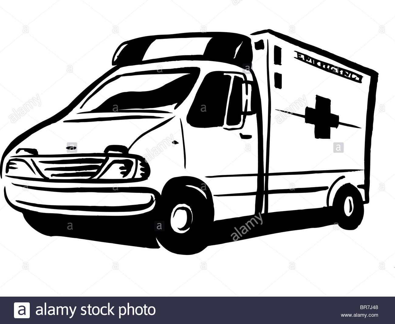1300x1065 Black And White Drawing Of An Ambulance Stock Photo 31515352
