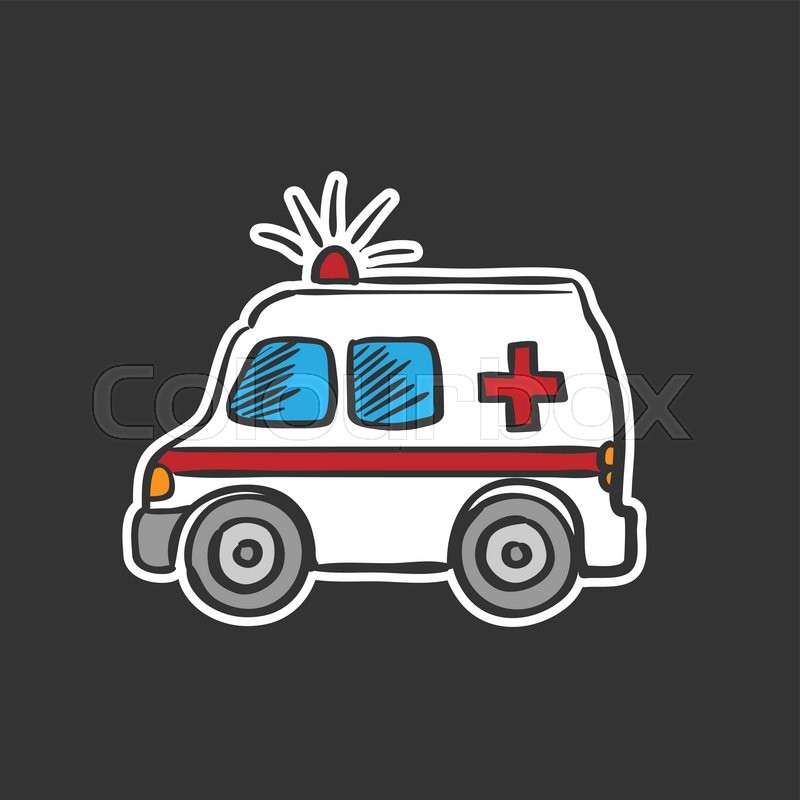 800x800 Colored Ambulance Doodle Drawing, Excellent Vector Illustration