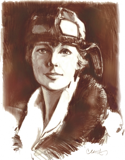 432x550 Portrait Of Amelia Earhart By Roger Curley On Stars Portraits