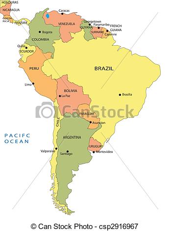 347x470 Political Map Of South America Vectors Illustration