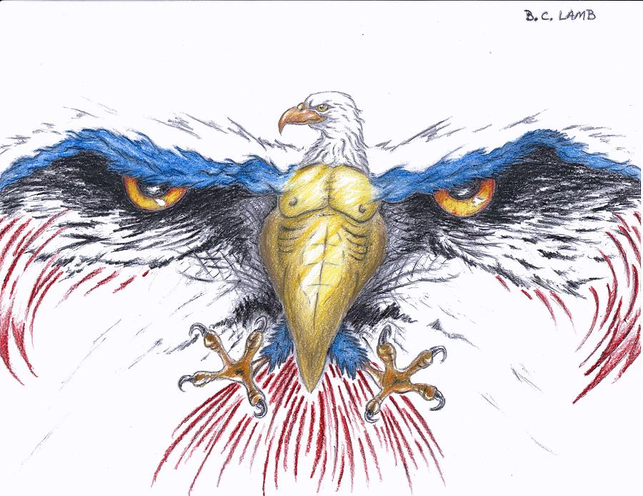 900x694 American Eagle Drawing By Bryant Lamb