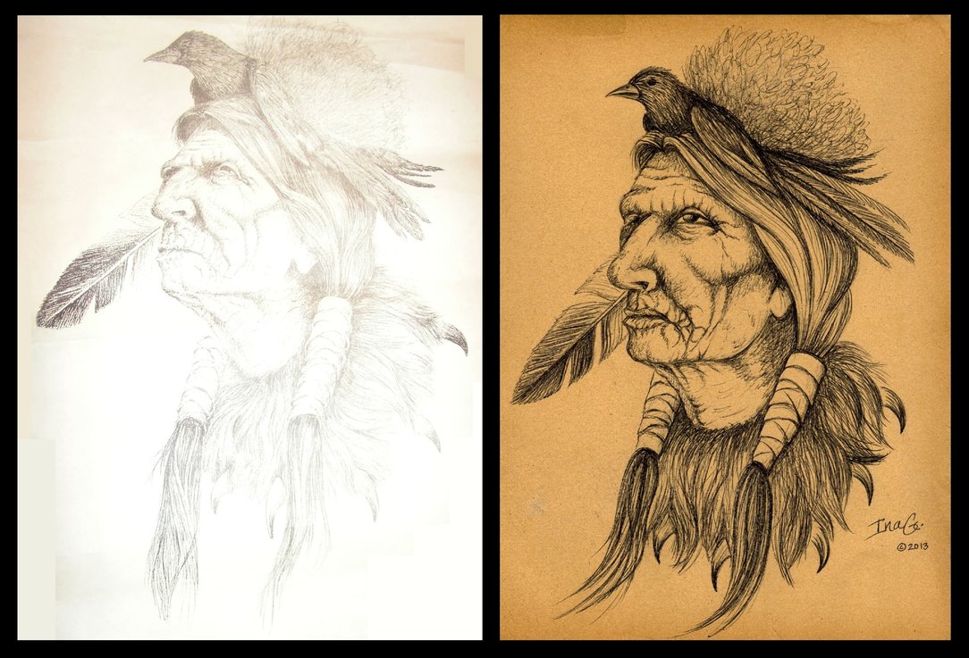 1084x737 Native American Drawing Reproduction By Nevuela