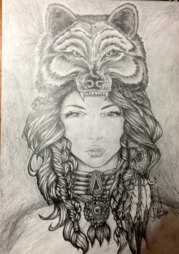 751x1063 Traditional Native American Woman Pencil Drawing By Customartspe