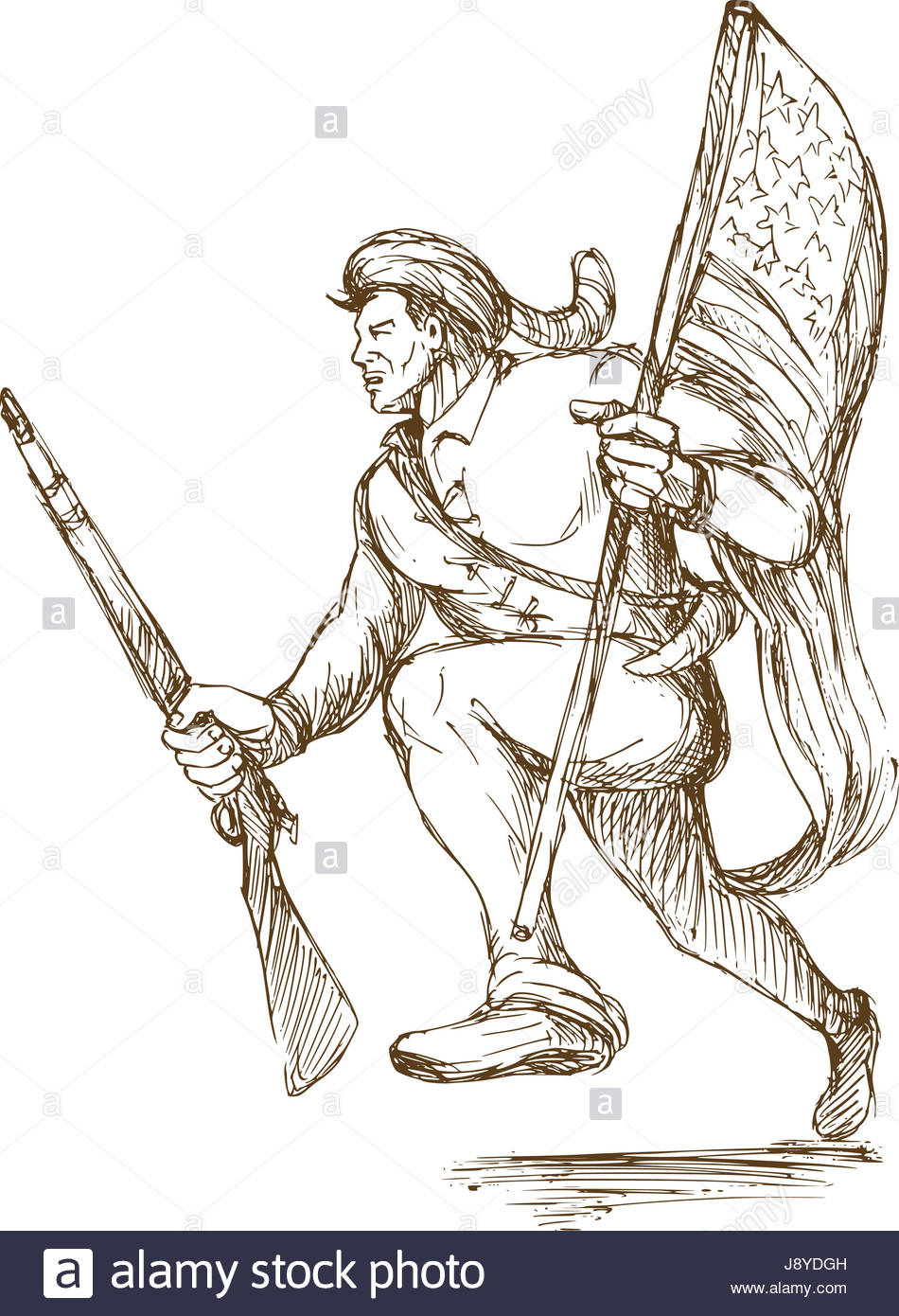 950x1390 Isolated, American, Soldier, Flag, Drawing, Photo, Picture, Image