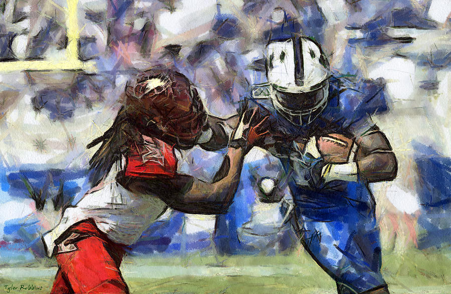 900x586 American Football 1 Of 3 Drawing By Tyler Robbins