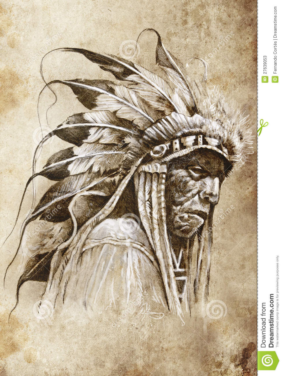 980x1300 Old Native American Indian Chief Tattoo Drawing Photo