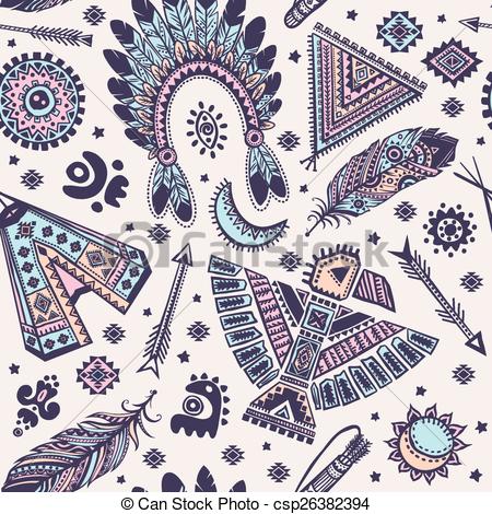450x470 Tribal Vector Seamless Pattern With Native American Indian Eps
