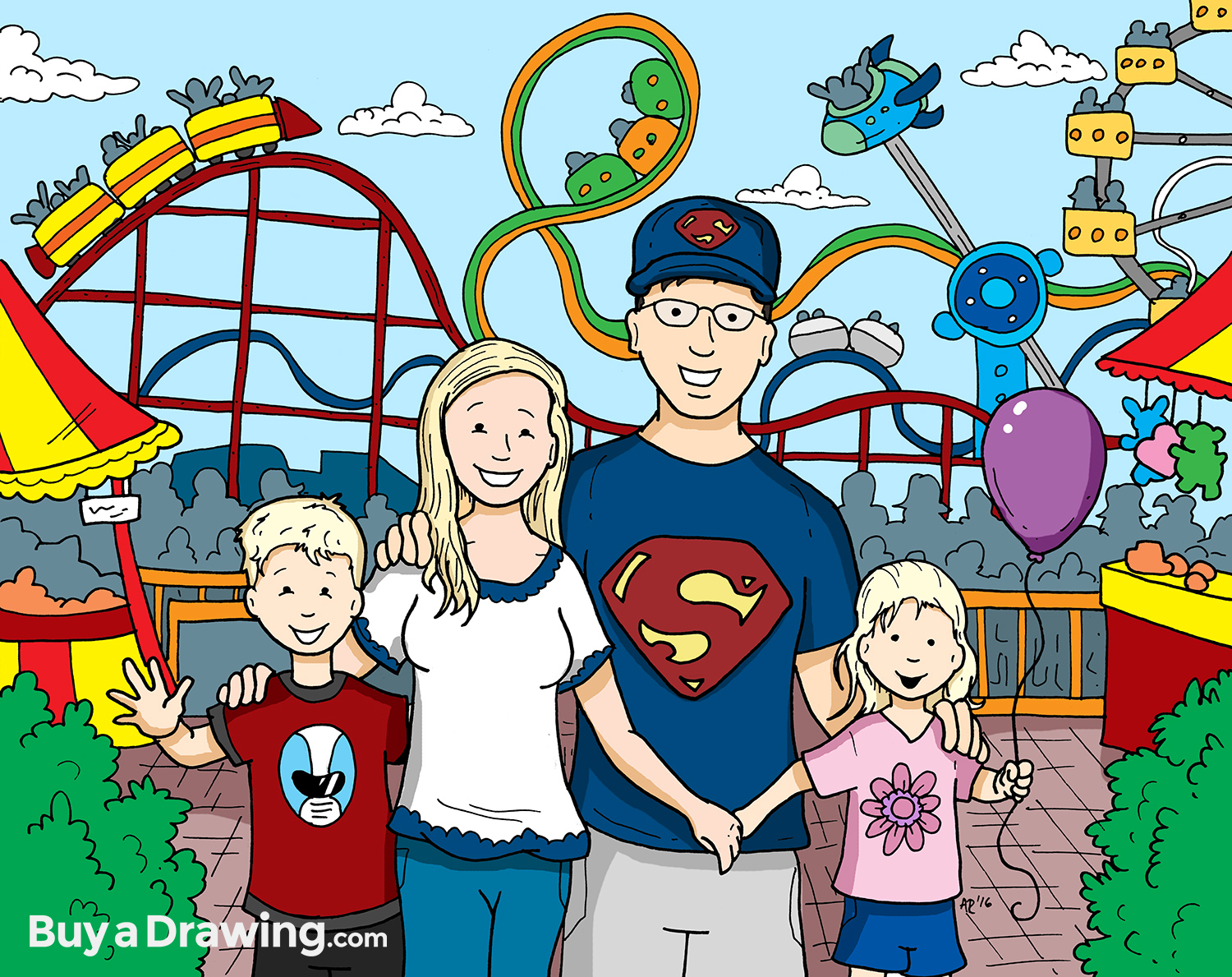 1500x1189 Family Cartoon Portrait Drawing