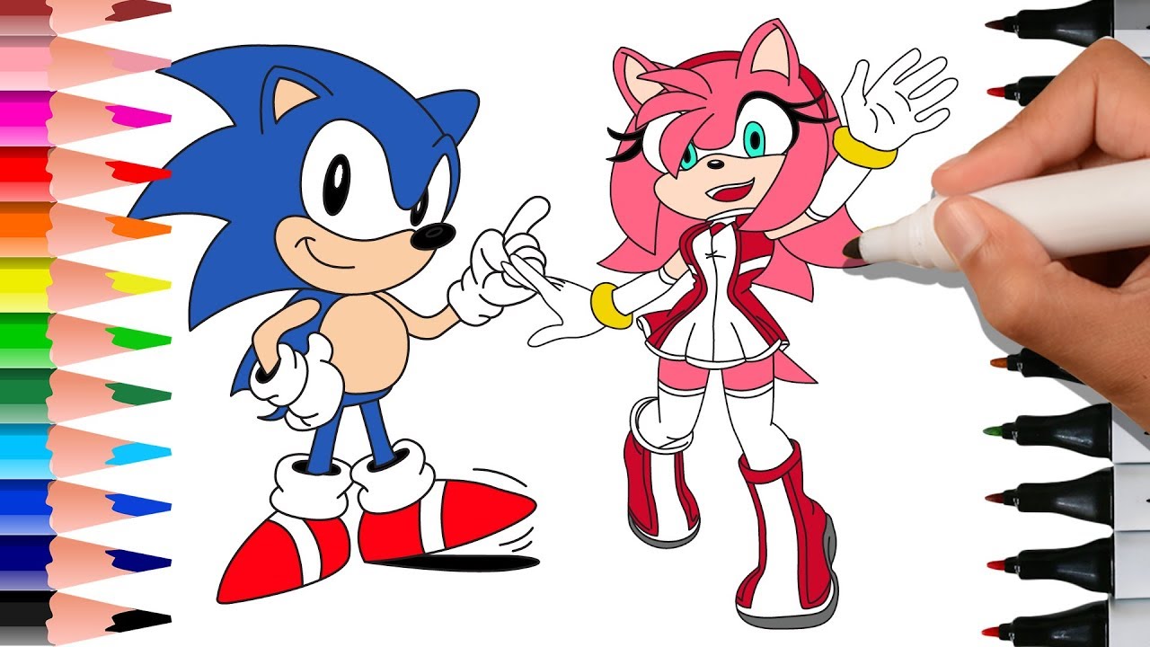 1280x720 Drawing Step By Step And How To Learn Color Amy Rose And Sonic