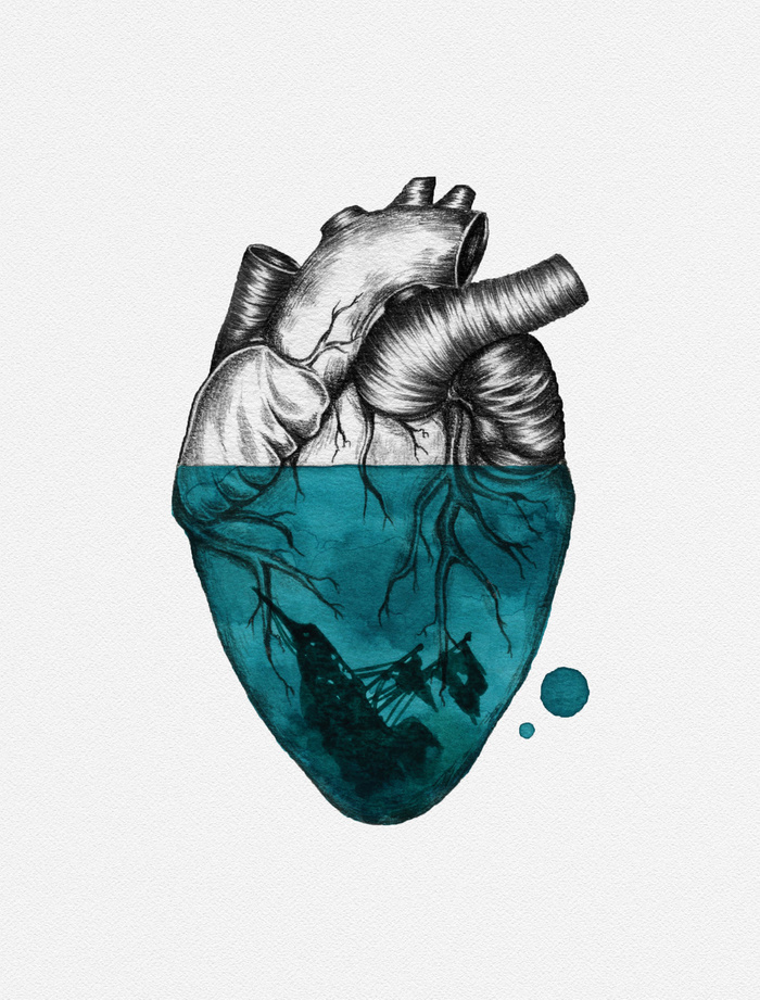 700x921 Sunken Heart Canvas Print Tattoos Heart Canvas